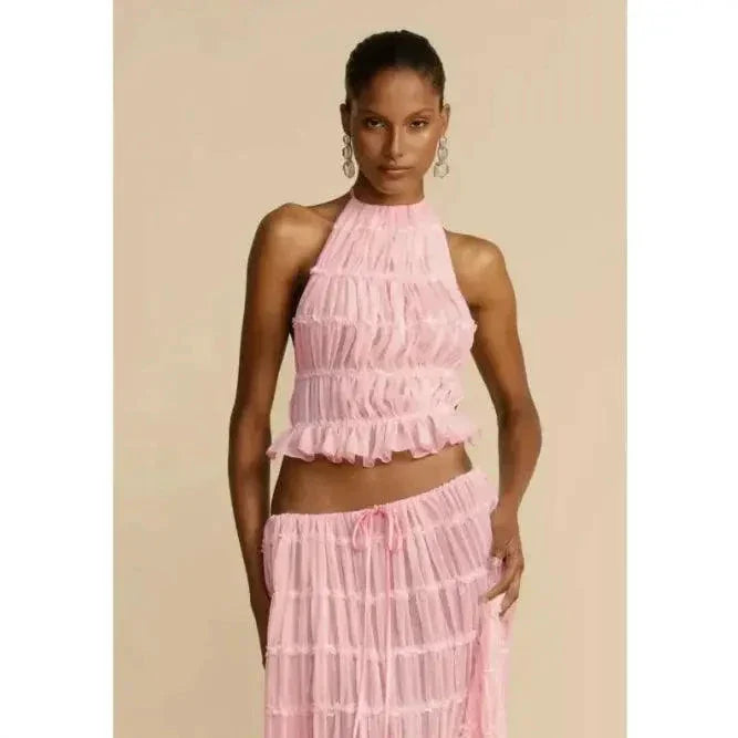 2-Piece Chic Halter Dress Suit Set