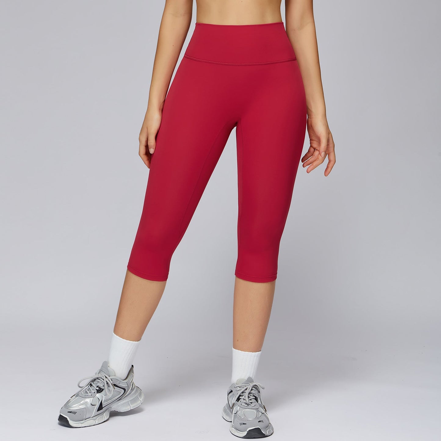 Arrival Brushed Yoga Knee Length Pants High Waist Quick Drying Skinny Slimming Middle Pants Running Outdoors Workout Clothes for Women