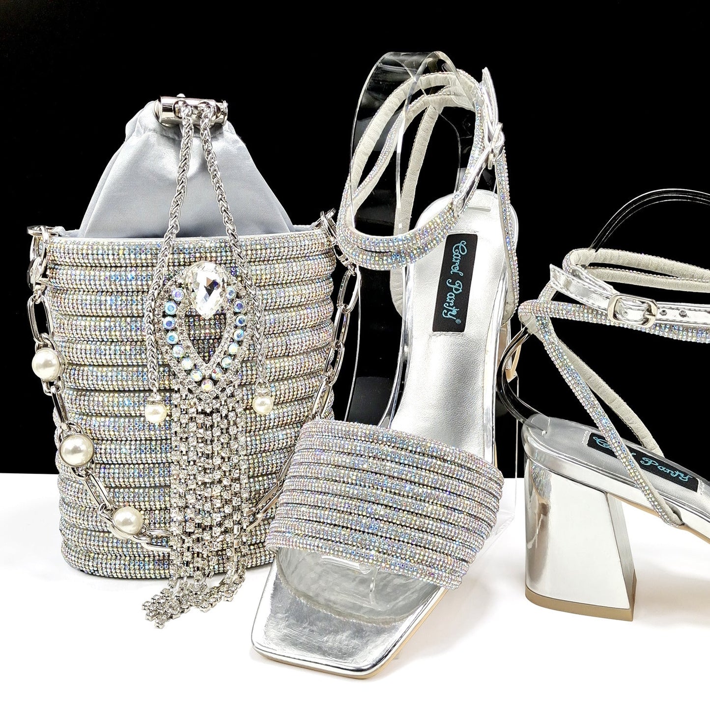 Women Shoes Bags Two Piece Sets Tassel Decorative Ankle Strap Simple Elegant Cocktail Or Daily