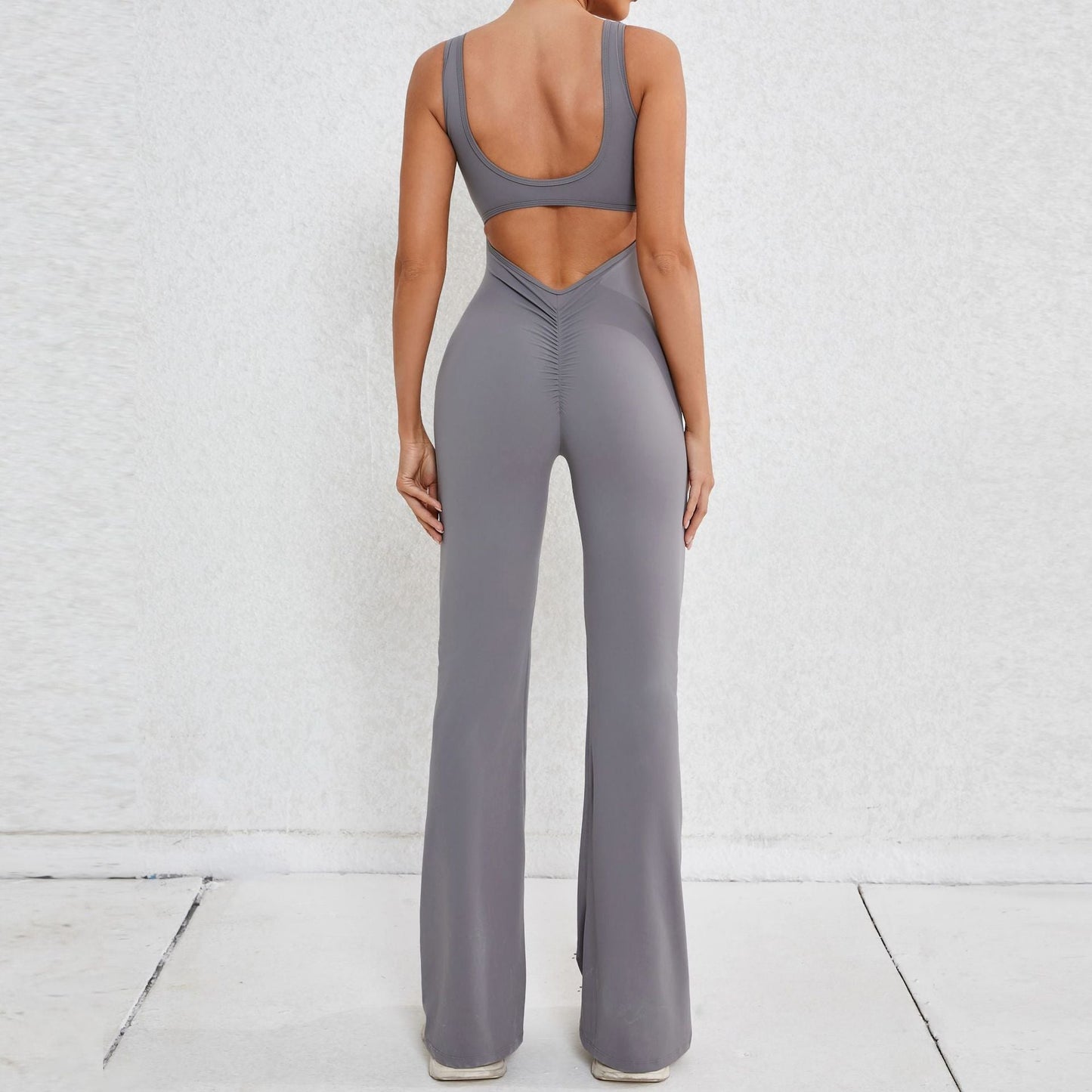 Autumn Sand Hollow Out Cutout Beauty Back One Piece Peach Hip Lifting Sport Workout Clothes Micro Pull Yoga Jumpsuit Jumpsuit