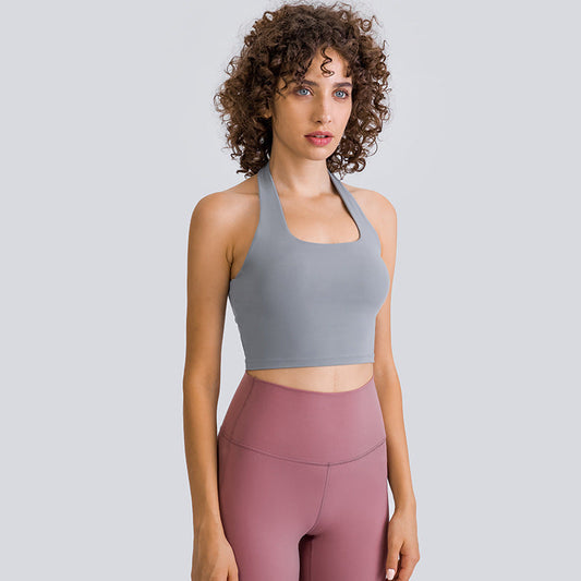 Sexy Halter Tube Top Beauty Back Exercise Underwear Women Chic Fold Movement Bra