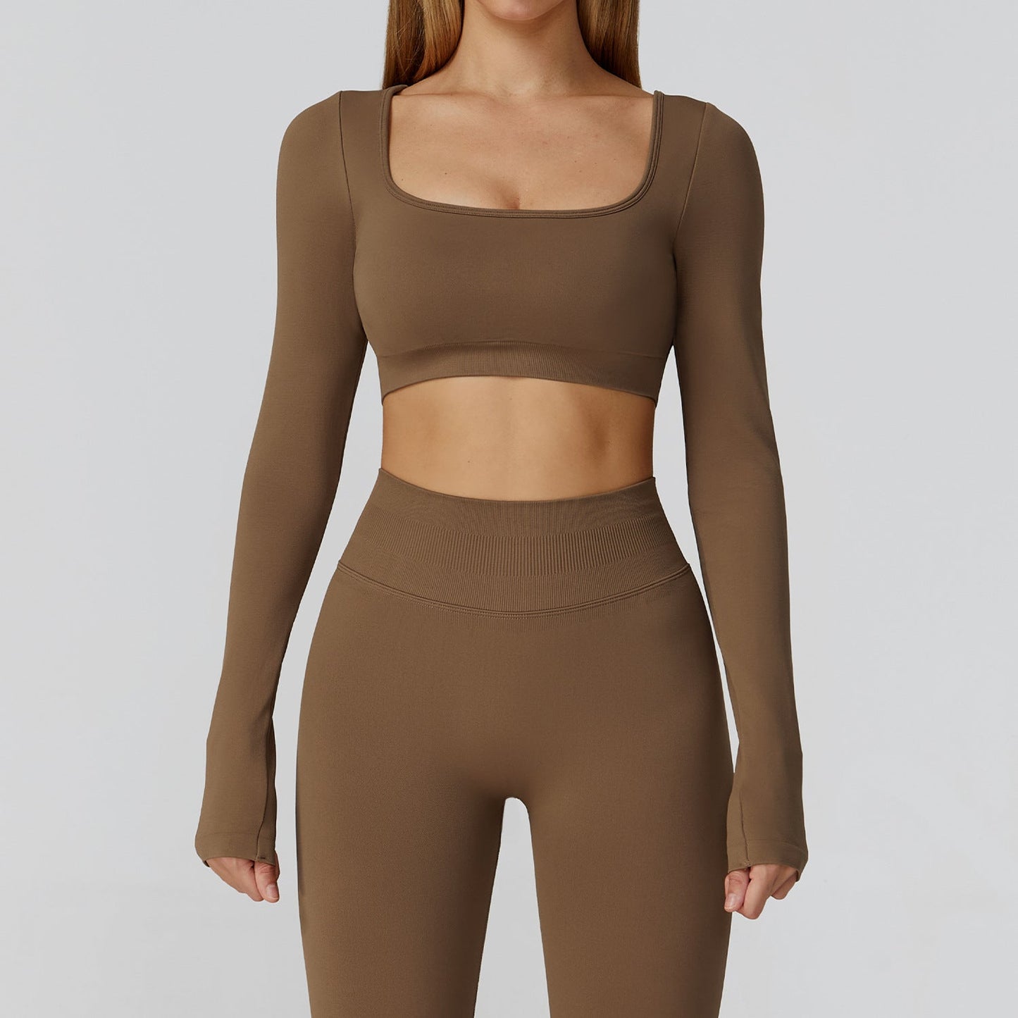 Sollinarry Slim Fit Seamless Yoga Clothes Hollow Out Cutout out Beauty Back Yoga Long Sleeve Women Sports Running Fitness Clothes