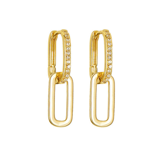 Creative Stud Earrings Inlaid Zircon Long Earrings Women Copper Earrings Internet Celebrity Accessories