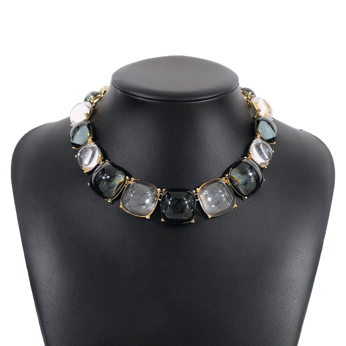 Ornament Personality Magazine Alloy Rhinestone Necklace Earrings for Women