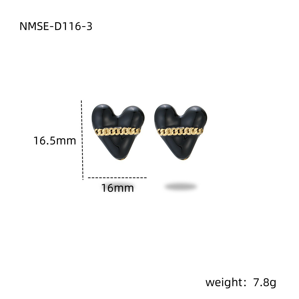 Colorful Oil Necklace Love Stainless Steel Studs Personalized Minority Design Light Luxury Titanium Steel Earrings