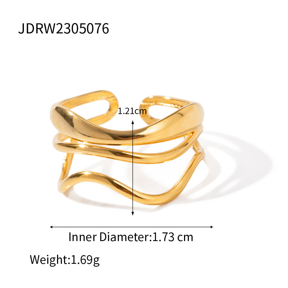 Sold Jewelry Stainless Steel Eye Catching Ring High Grade Ring Irregular Asymmetric Bracelet Rings Women