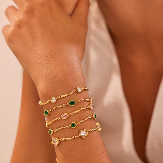 Inlaid Color Zircon Stainless Steel Bracelet Non Fading Light Luxury High Grade Sense Ornament