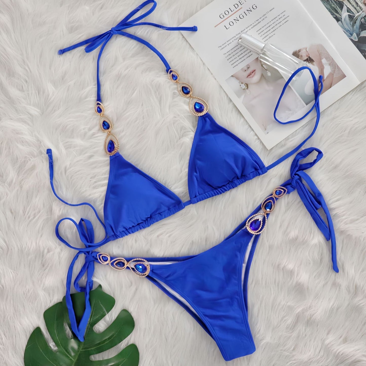 Sexy Bikini Suit Luxury Crystal Diamond Bandage Women Swimsuit Beach Vacation Swimsuit