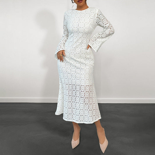 Autumn Elegant Lace Slim Fishtail Dress Women
