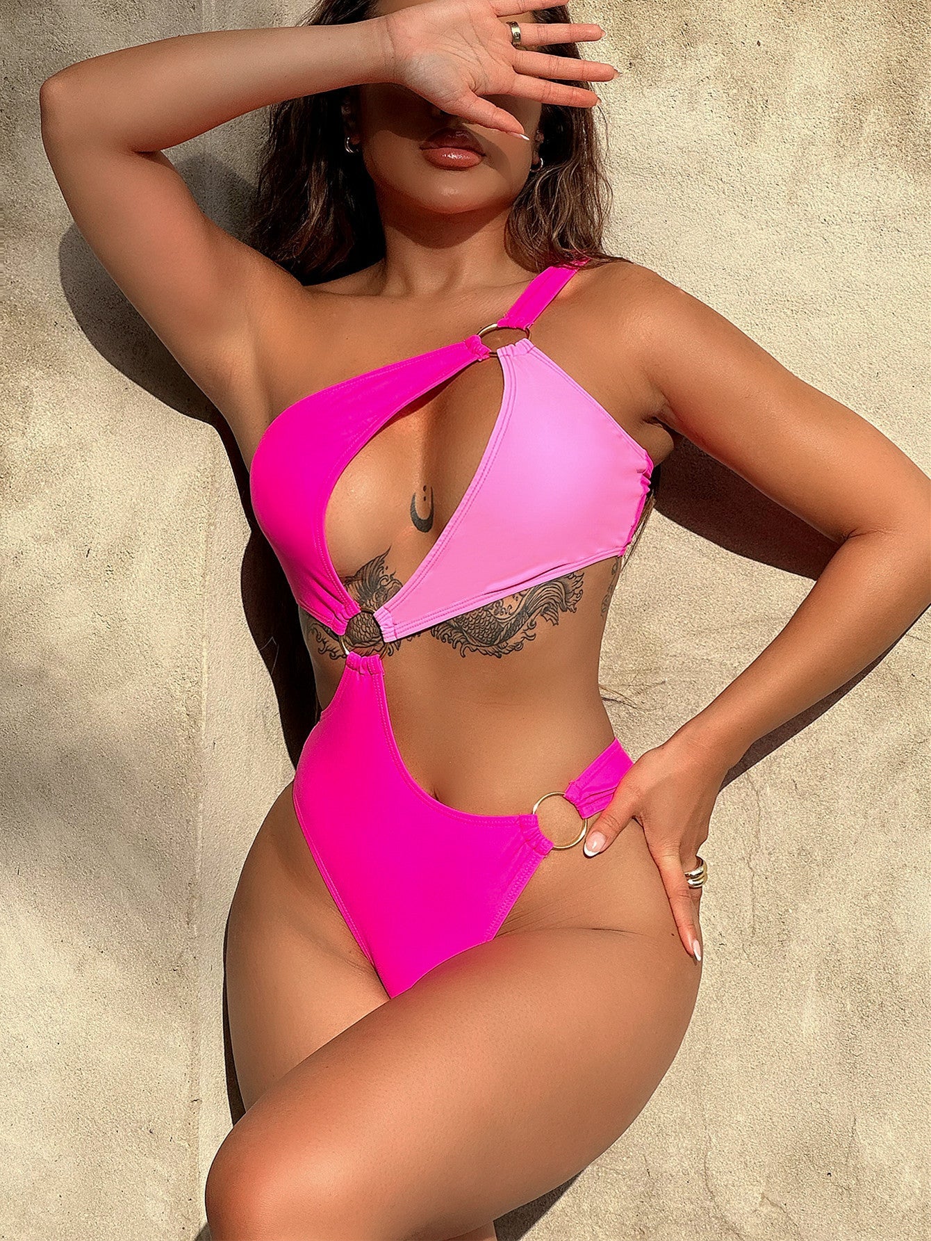 Summer Contrast Color Bikini Sexy Swimsuit One Piece Swimsuit