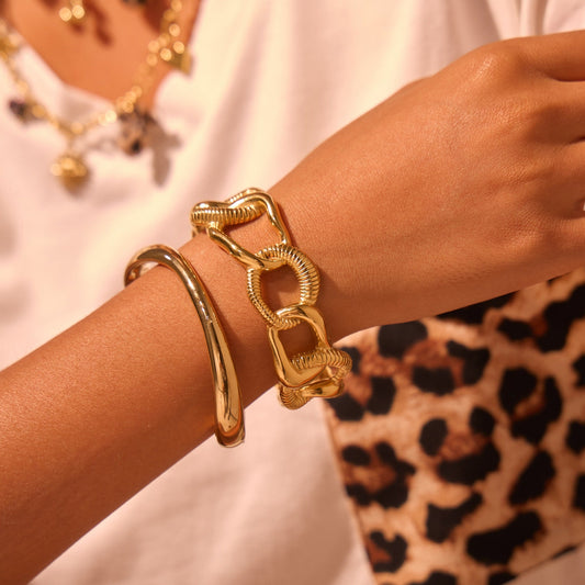Design Texture around Open Ended Bracelet Stainless Steel Bracelet Gold Plated Light Luxury Bracelet