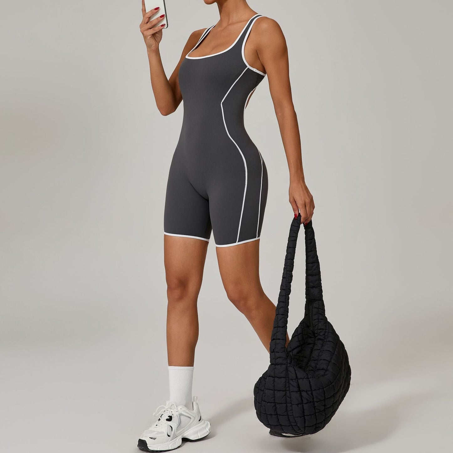 Autumn Sand Summer Backless Tight Contrast Color Exercise Yoga Clothes Hip Lifting Yoga Fitness Jumpsuit