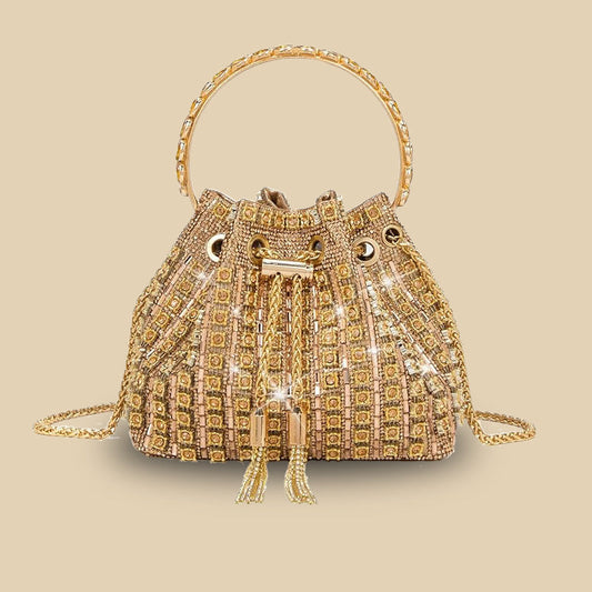 Dinner Bag Refined Rhinestone Handbag Chain Simple Fully Jewelled Bucket Bags
