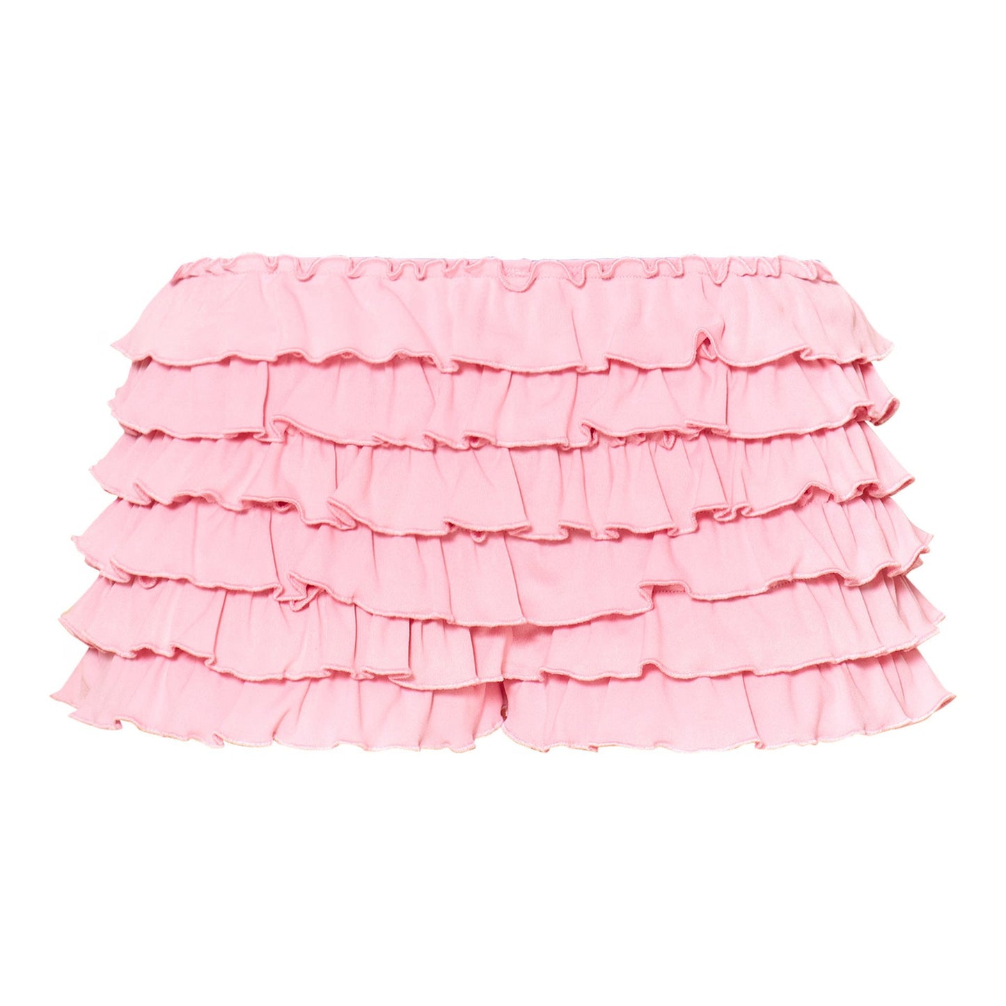 Women Clothing Solid Color Frill Wavy Casual Lantern Dress Short Skirt Culottes
