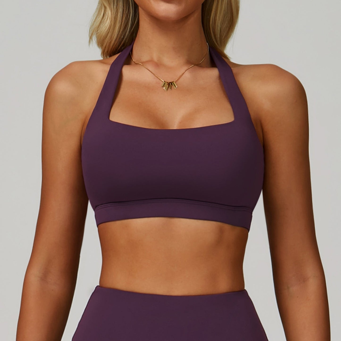 Sollinarry Summer Halter Cloud Sense Yoga Bra Hollow Out Cutout Beauty Back Yoga Clothes Running Fitness High Strength Sports Underwear