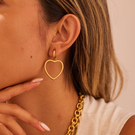 Personalized Heart Shaped Hollow Out Cutout Stainless Steel Earrings Women Niche Simple All Match Ear Jewelry