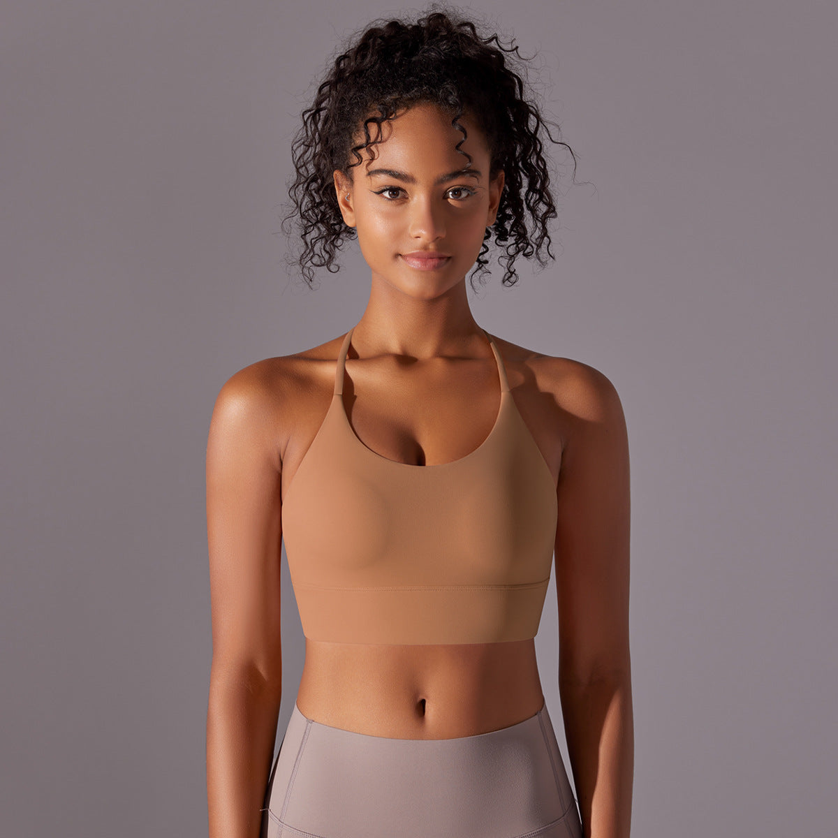 Nude Feel Halter Yoga Bra Women Triangle Beauty Back Exercise Vest Push up Sports Bra Yoga Clothing Top