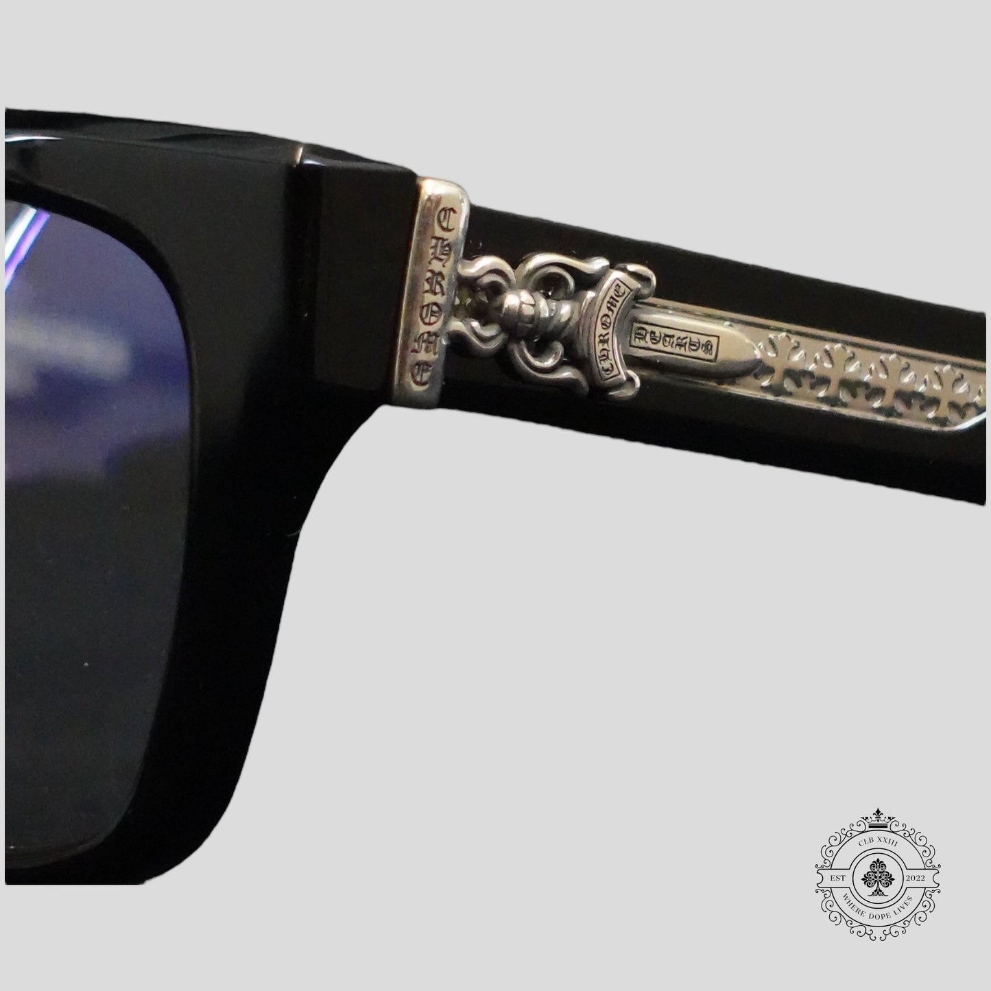 Chrome Hearts Box Officer Glasses in Black/Silver