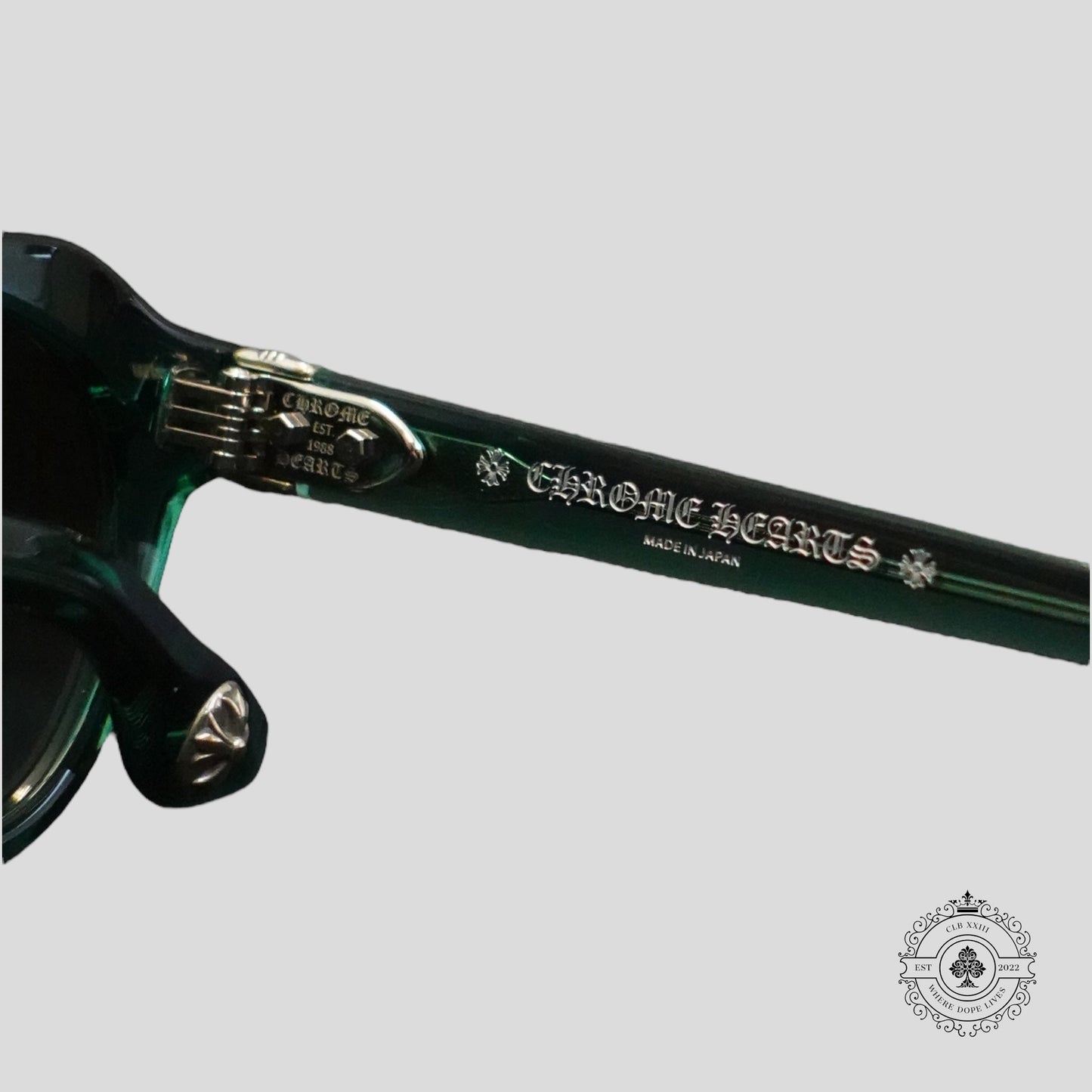Chrome Hearts Lizard Boot Sunglasses in Marine Green/Silver
