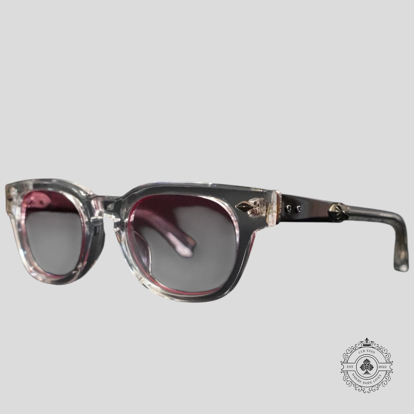 Chrome Hearts Jenna Tail Yea Glasses in Clear/Silver
