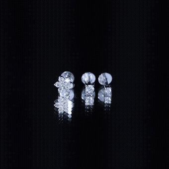 Moissanite Flower Triple Earrings Set for Cartilage Piercing