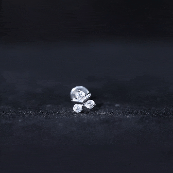 Round Moissanite Flower Cartilage Earring