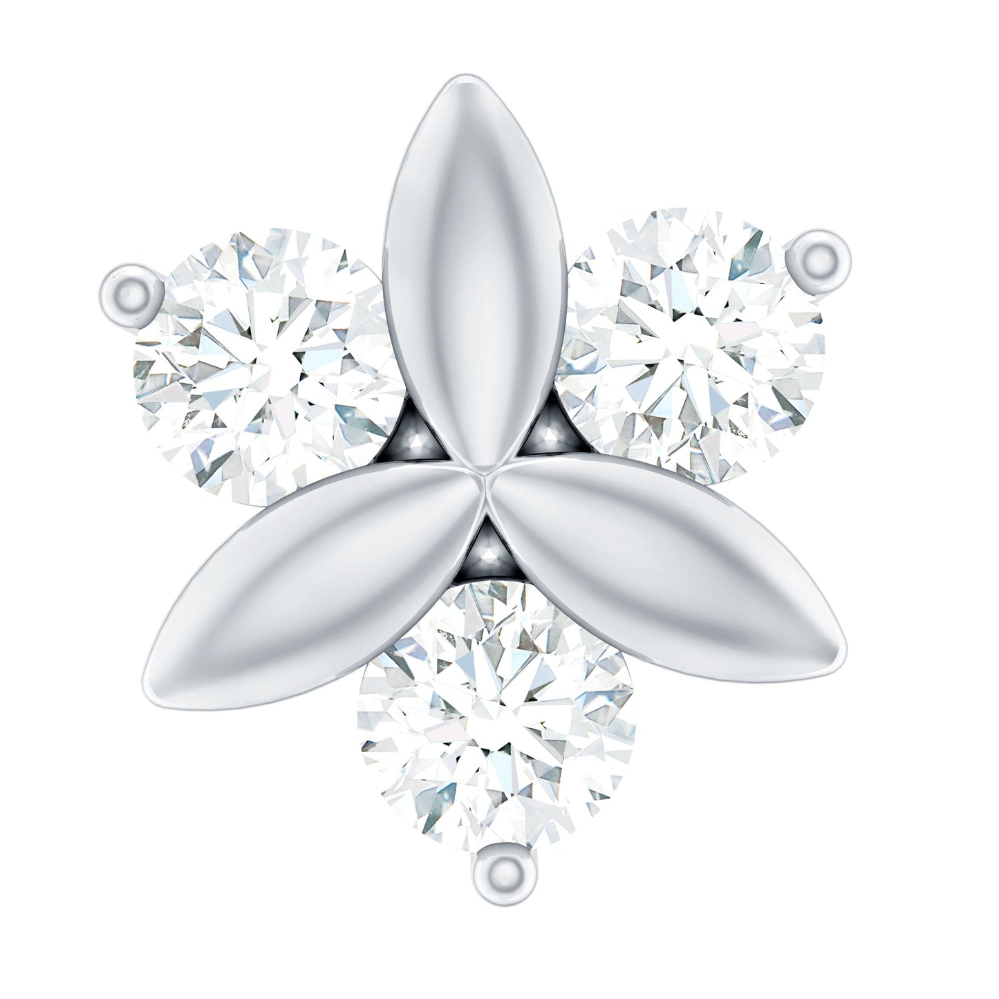 Round Moissanite Flower Cartilage Earring