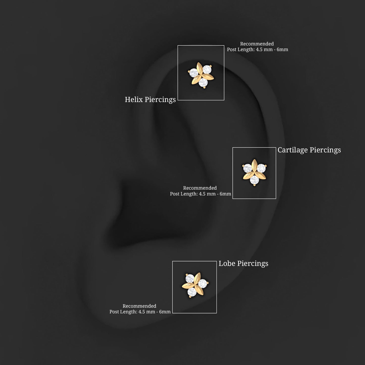 Round Moissanite Flower Cartilage Earring
