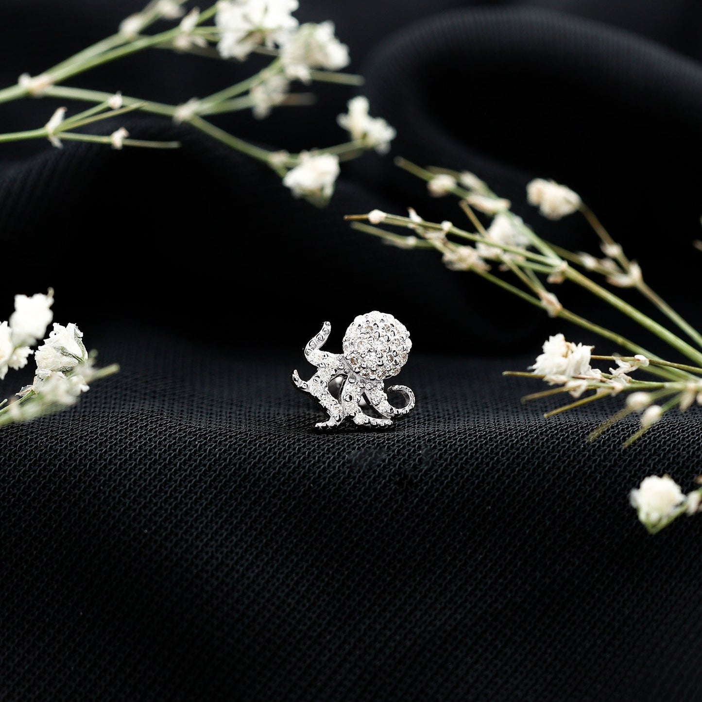 Moissanite Octopus Earring for Cartilage Piercing