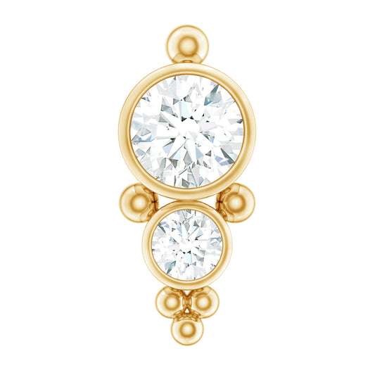 Simple Bezel Set Moissanite Two Stone Tragus Earring