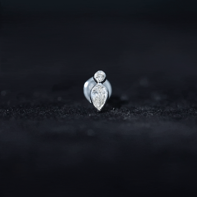 Pear and Round Moissanite Dainty Tragus Earring