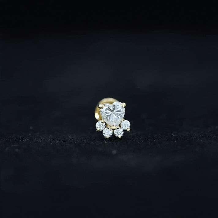 Heart Shape Moissanite Paw Cartilage Earring