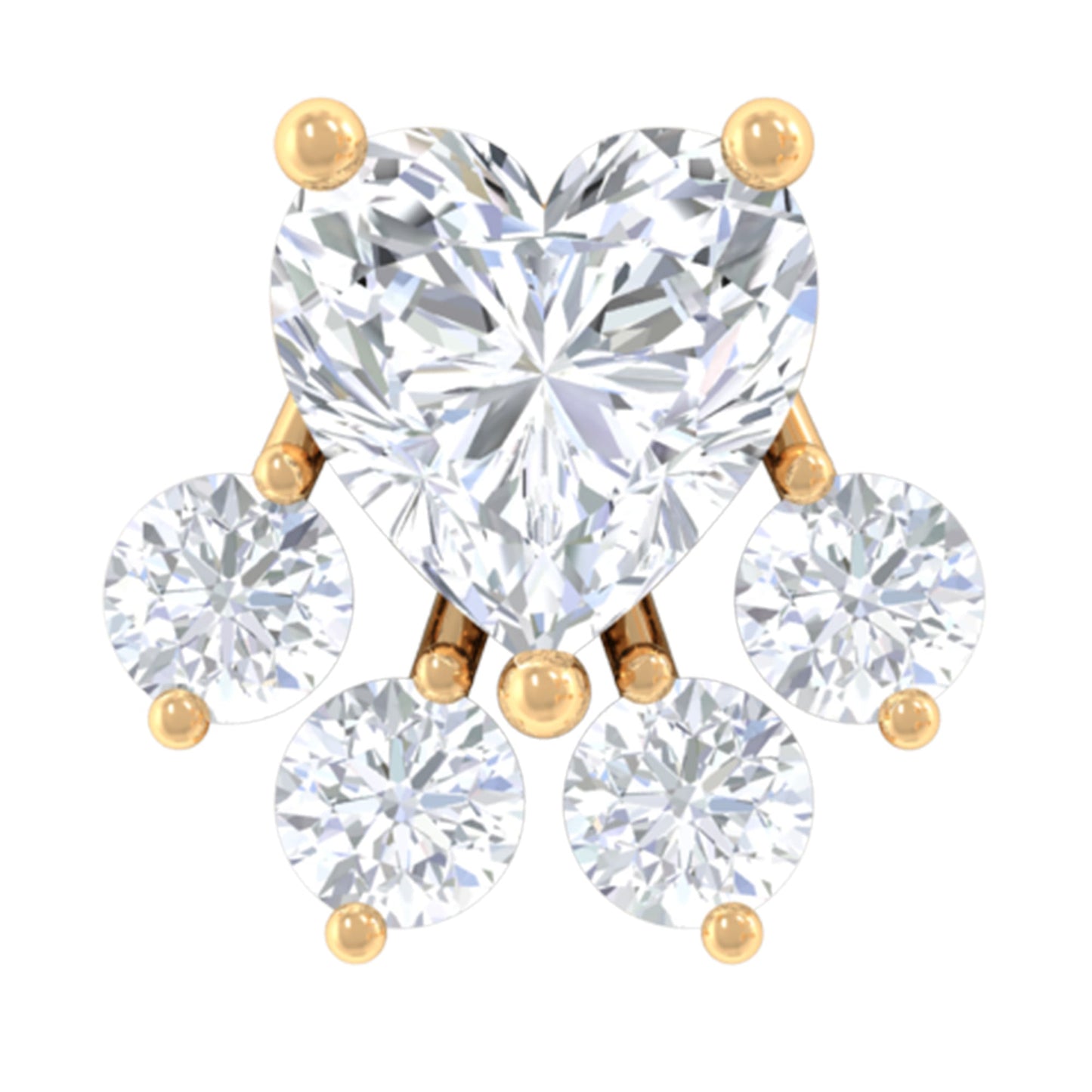 Heart Shape Moissanite Paw Cartilage Earring