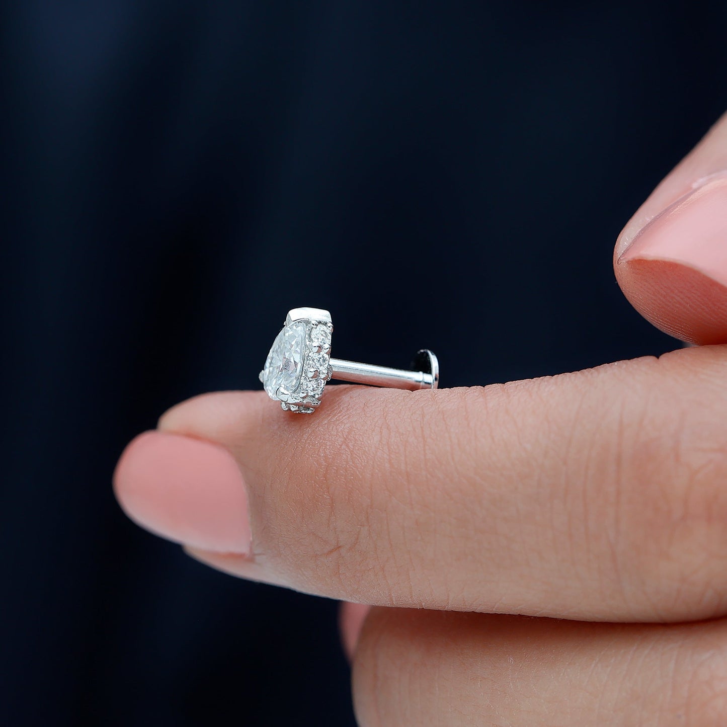 Certified Moissanite Teardrop Helix Earring for Women