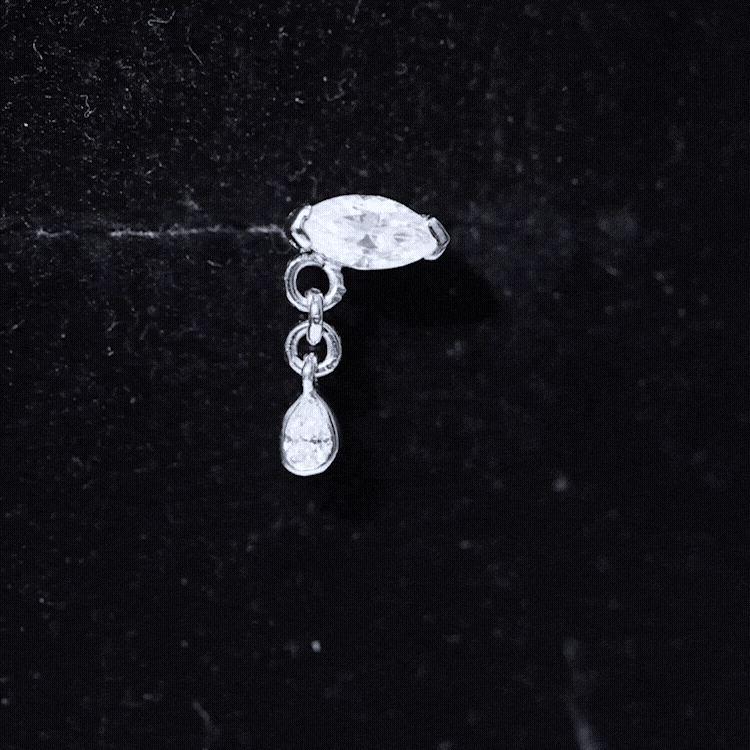 Marquise Moissanite Dangle Cartilage Earring