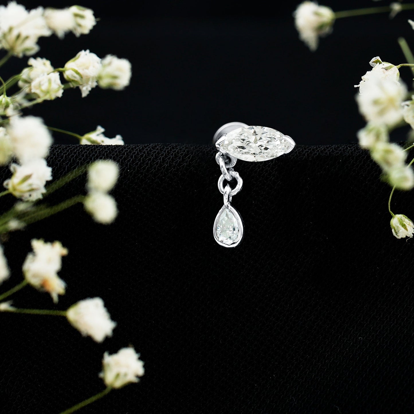 Marquise Moissanite Dangle Cartilage Earring
