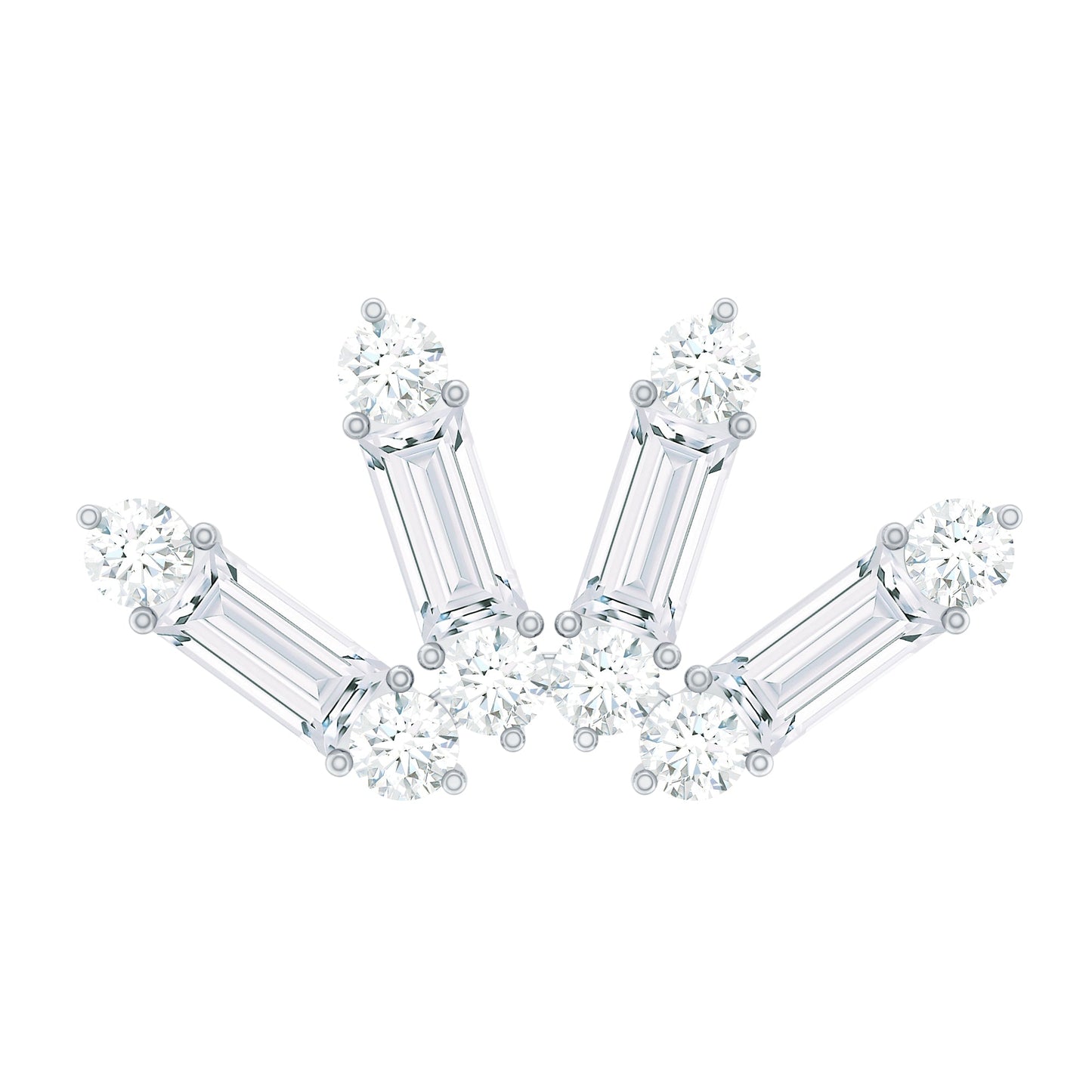 Baguette Moissanite Curved Cartilage Earring
