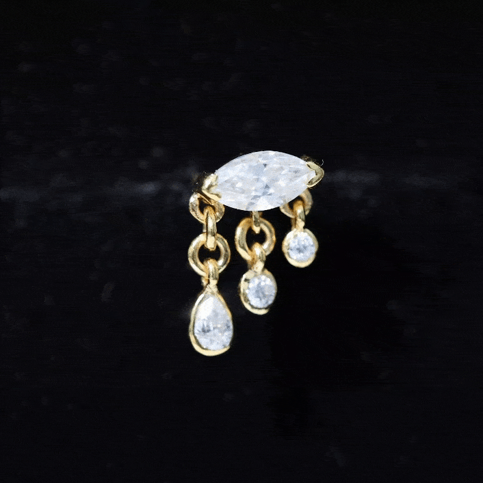 Marquise Cut Moissanite Cartilage Dangle Earring