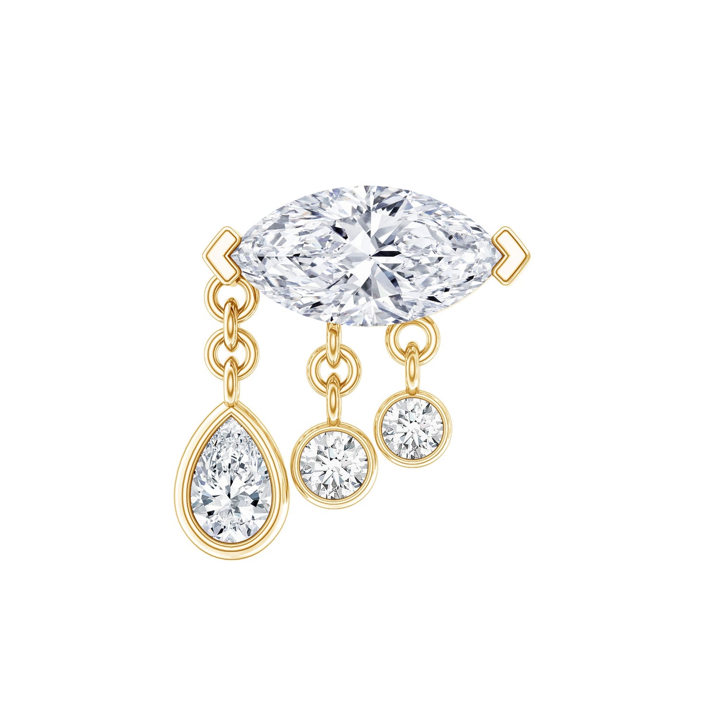 Marquise Cut Moissanite Cartilage Dangle Earring