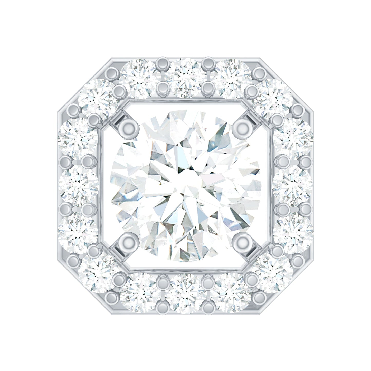 Certified Moissanite Halo Earring for Helix Piercing