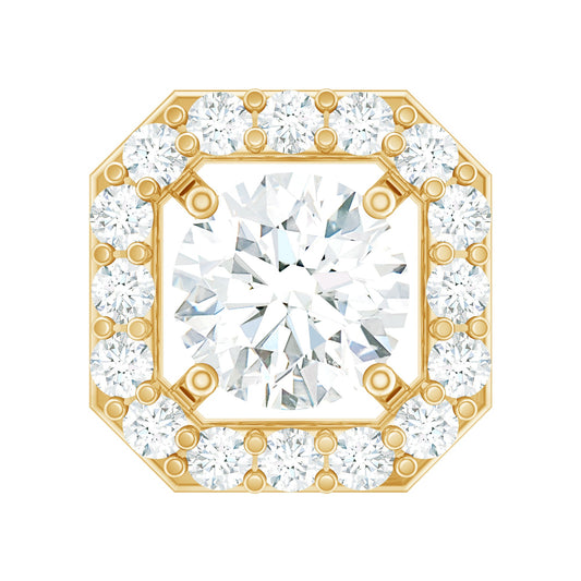 Certified Moissanite Halo Earring for Helix Piercing