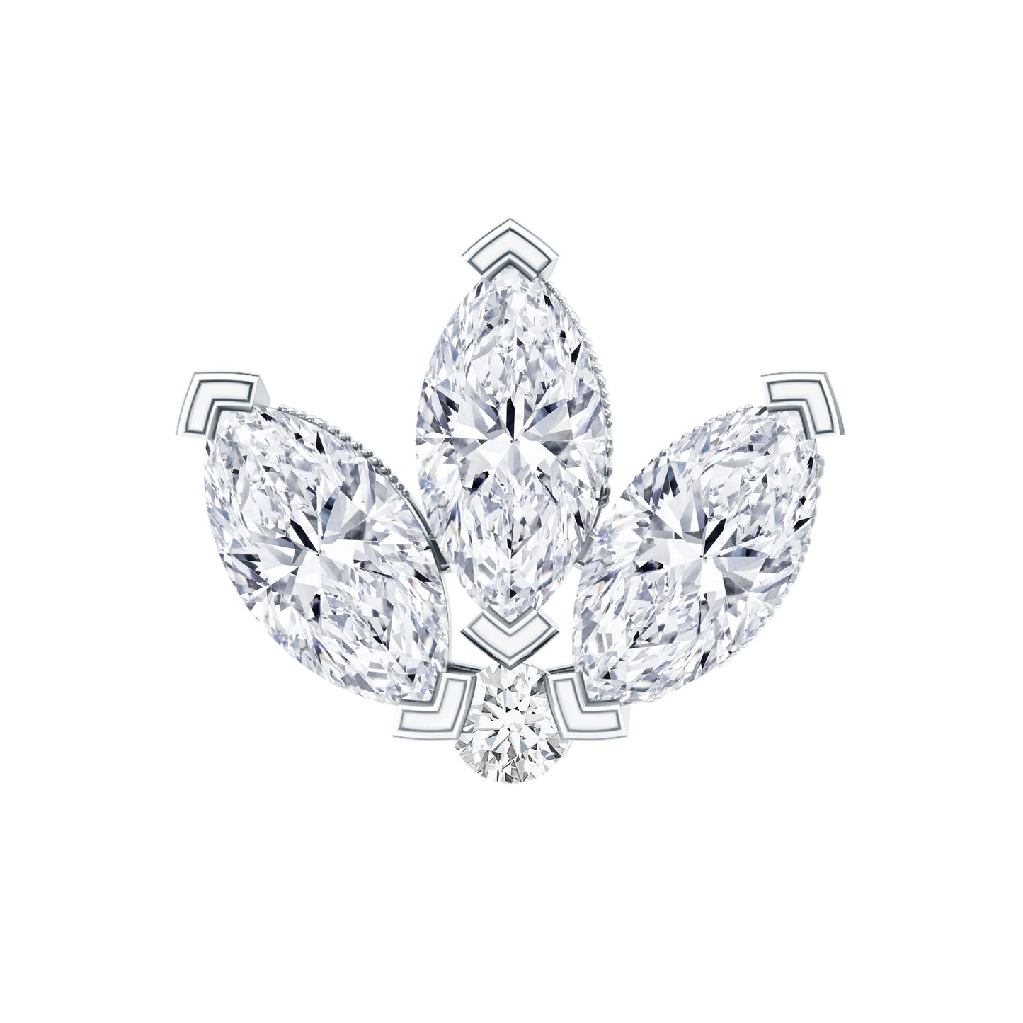 Certified Moissanite Marquise Lotus Piercing Stud