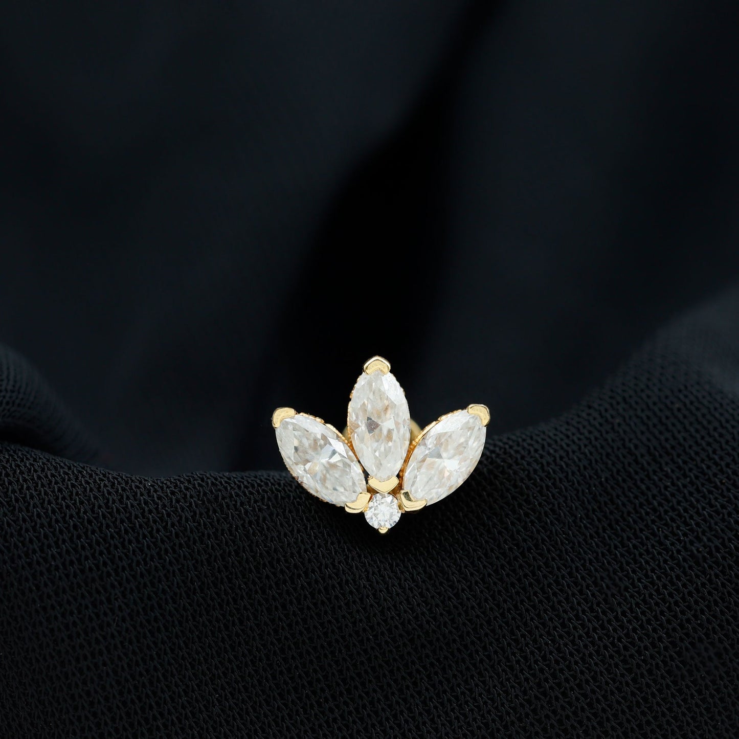 Certified Moissanite Marquise Lotus Piercing Stud