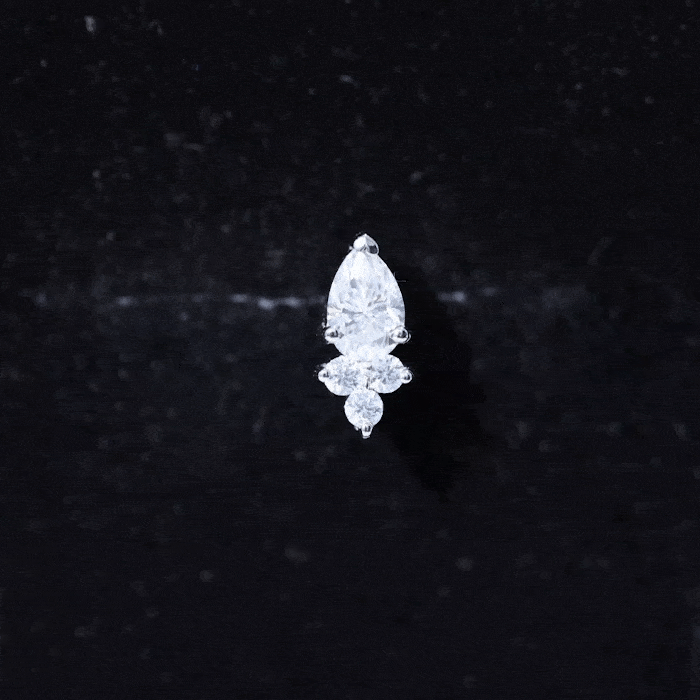 Pear and Round Moissanite Cluster Cartilage Earring