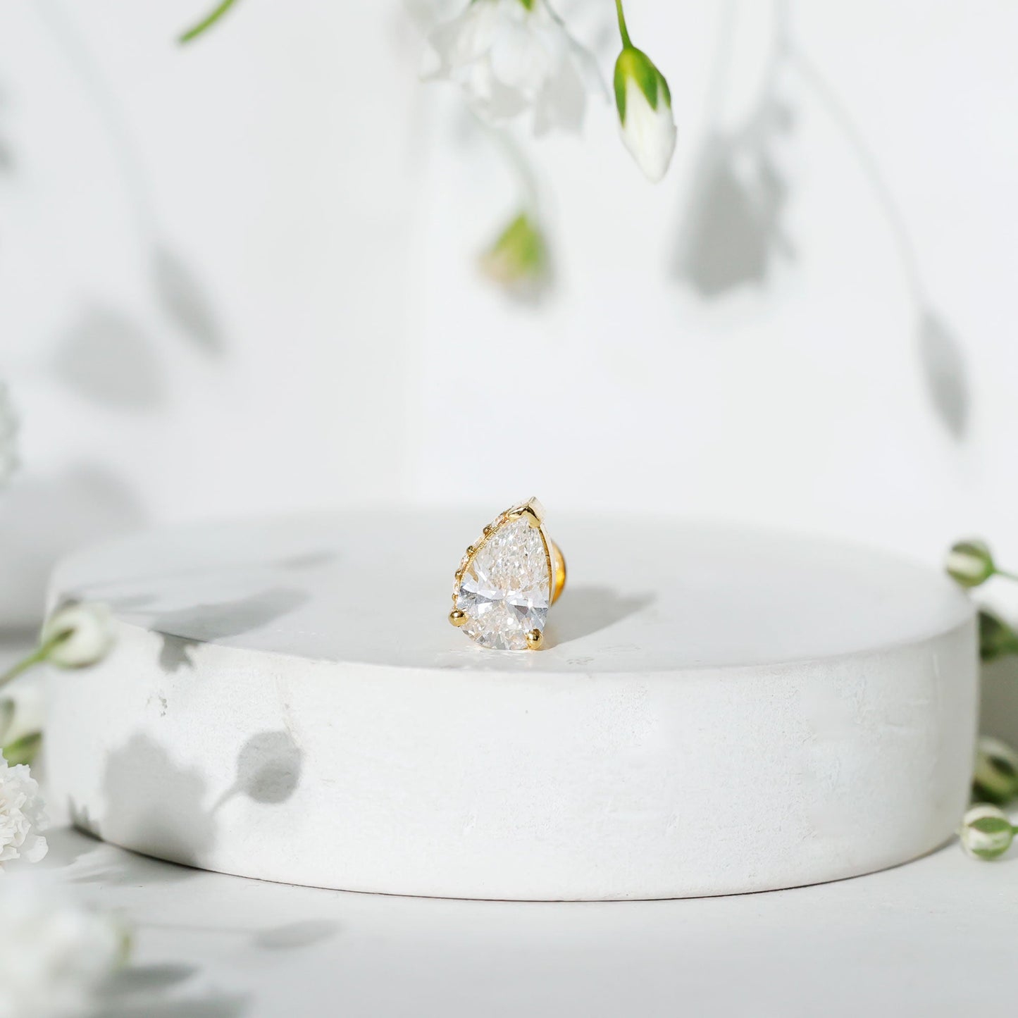 Pear Shaped Diamond Solitaire Tragus Earring