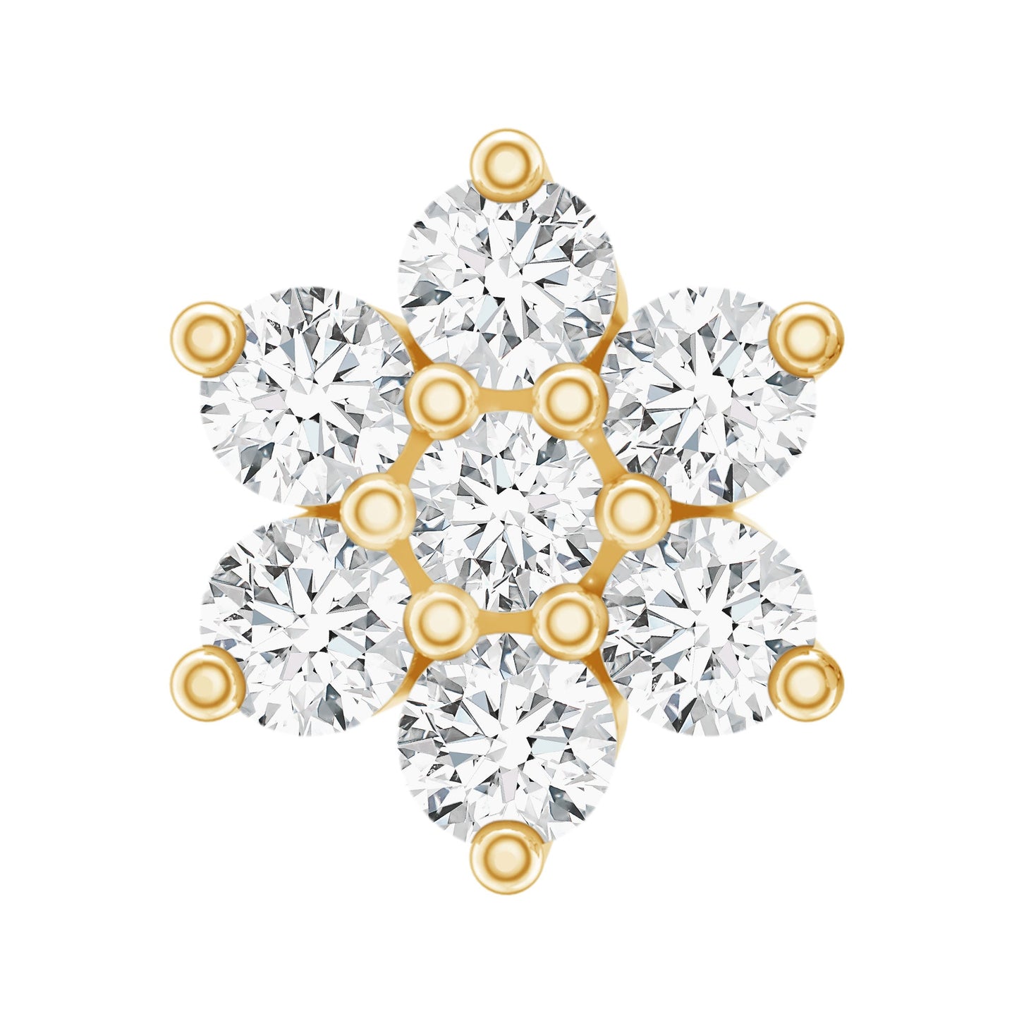 Round Cut Natural Diamond Flower Nose Stud For Women