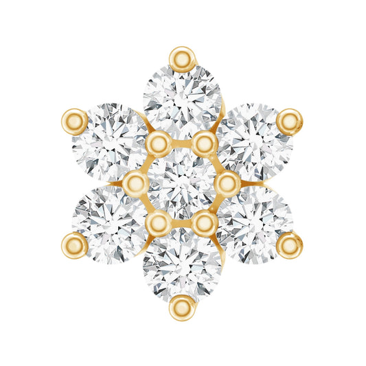 Round Cut Natural Diamond Flower Nose Stud For Women