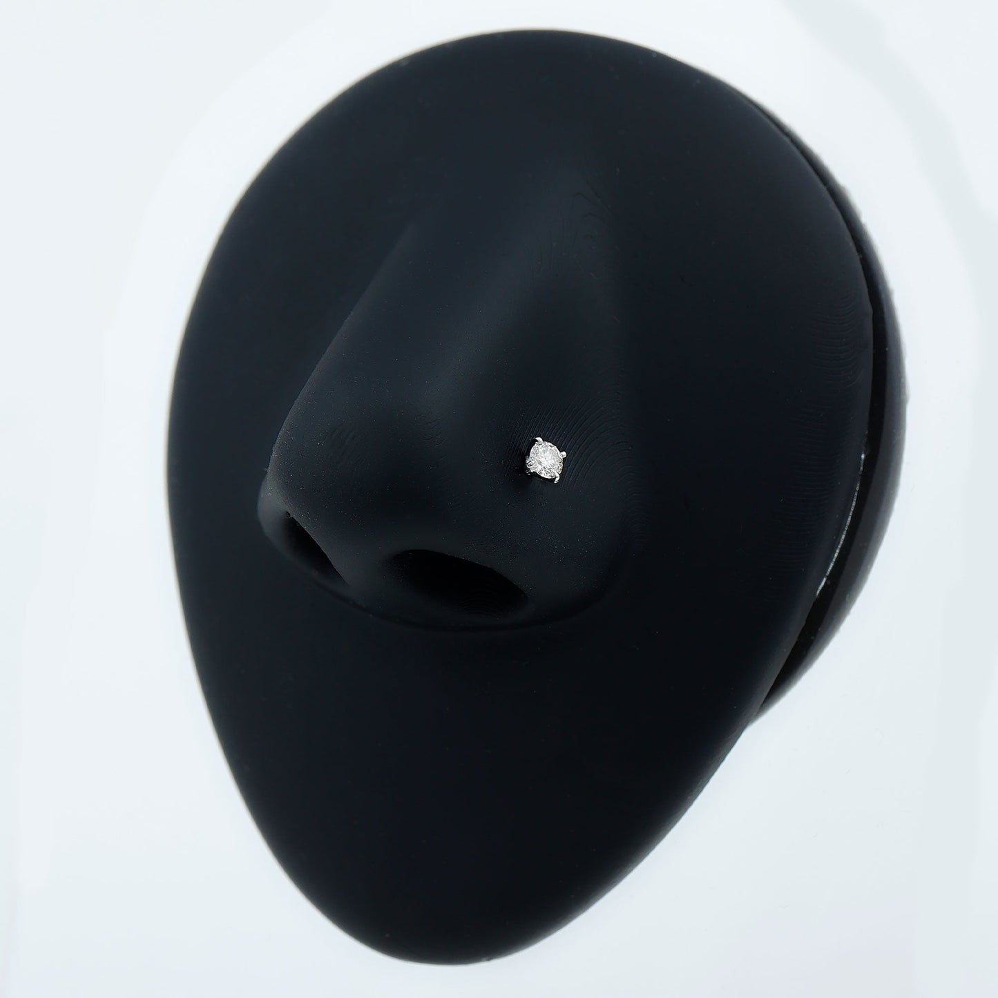 Round Shape Moissanite Solitaire Nose Pin