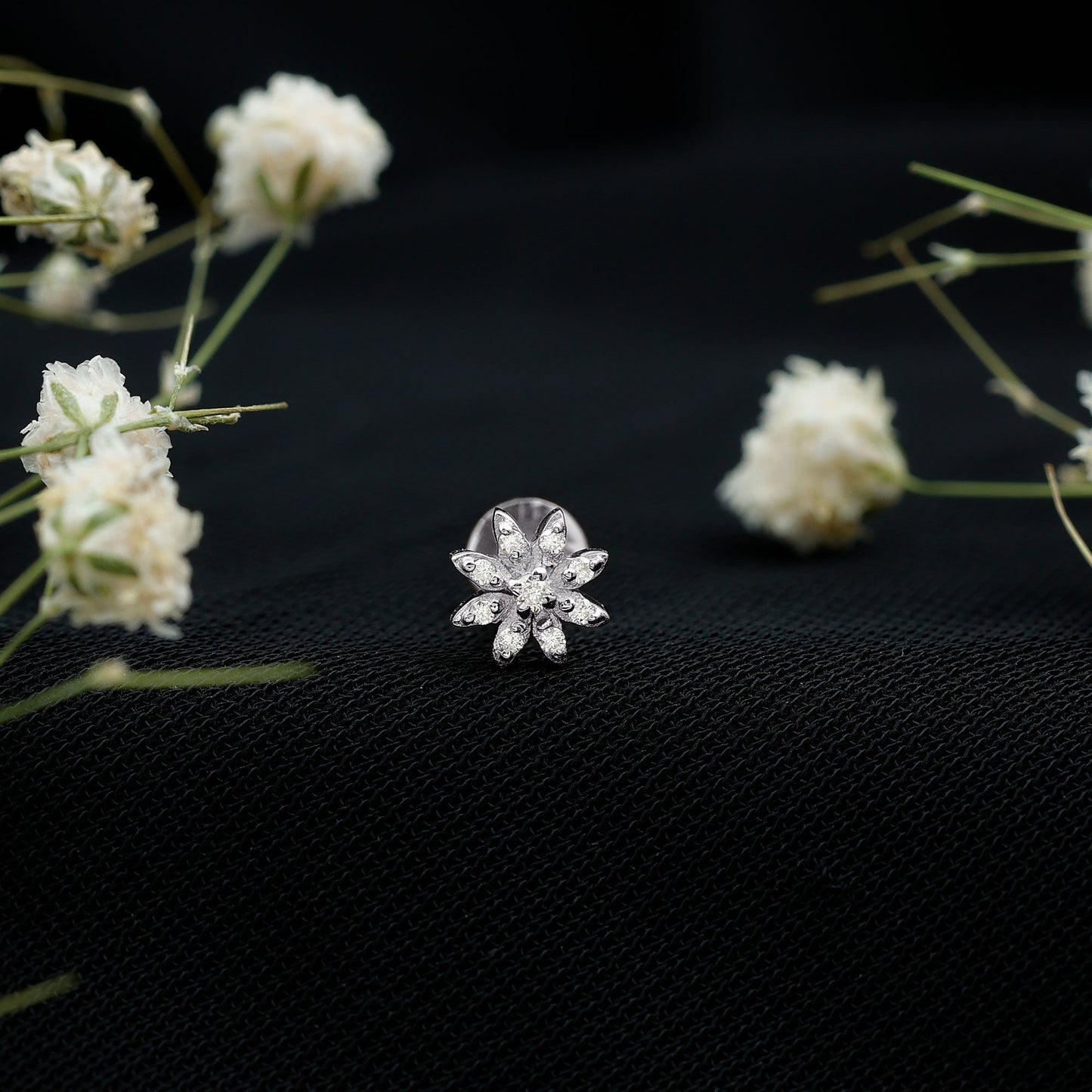 Flower Diamond Nose Ring Stud for Women