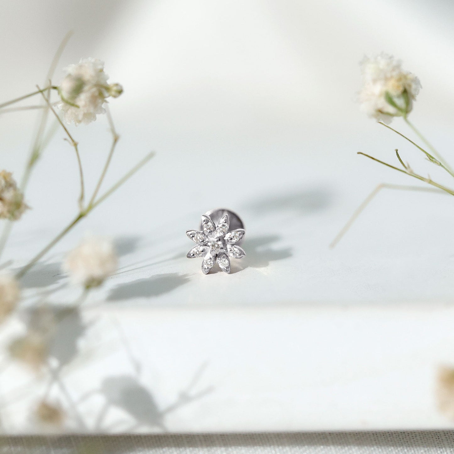Flower Diamond Nose Ring Stud for Women